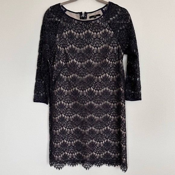 Tibi eyelash lace overlay navy mini cocktail evening dress size 6 - Picture 2 of 8